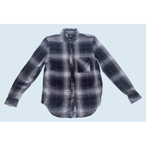 RAILS Hunter Midnight Storm Soft Plaid Flannel Full Button Top Shirt Sz XS - Picture 2 of 7